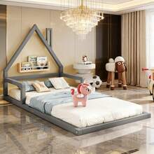 Kids Bed Frames, Headboards & Footboards - Grey + Pine + 90cm*200cm - View 1