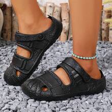 Women's Solid Black Casual Lightweight EVA Beach Sandals, Spring/Summer - Black - View 3