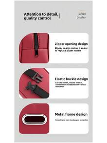 Leather Car Tissue Box, Car Tissue Paper Holder Armrest Box, Seat Back Hanging Portable Tissue Paper Bag - A - View 8