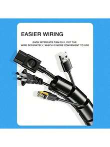 1pc 16mm X 3m Cable Organizer Strap With Clips, Open Flexible Ethernet Cable Sleeve For Desktop Or Under Desk Cable Management - View 6