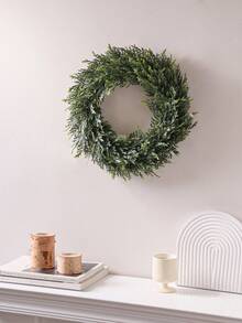1/2pcs 41cm/16.14in Artificial Cedar Wreath, Fragrant Laurel Wreath, Boxwood Wreath, Realistic Greenery, PE Material, Suitable For School, Dorm, Office, Outdoor Party, Holiday, Birthday, Wedding, Home Decor, Easter, Mother's Day - Green - View 5