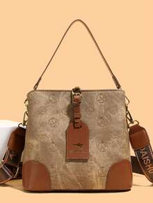 Fashionable Versatile Letter Retro Commuter Tote Bag, Casual Women's Handbag, Shoulder & Crossbody Bag - Multicolor - View 7