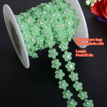 1pc 1.5cm/0.59in Width Elegant Double Line Plastic Plum Blossom Beaded Chain Trim With Rhinestones Garland For Sewing Bridal Dress Decor Weddings Party Home Decor, DIY Creative Decorations, Jewelry Making Kits, Gift Wrap Decoration (91cm/35.8in Per Pack) - Chain - View 10