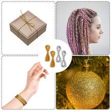 1/2pcs 5m Long Metallic Braided Hair Extensions, Stretchable Braiding Rope Decorative Accessories, Headpiece, Head Jewelry, Head Chain - Multicolor - View 2