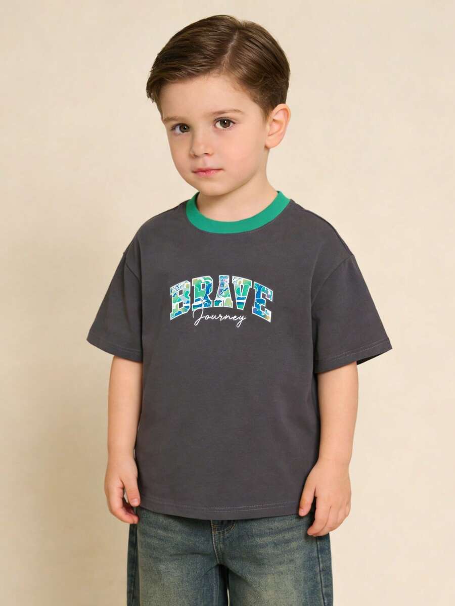 Balabala Camiseta de manga corta para niños, top transpirable de secado rápido para el verano - gris medio - Ver 1