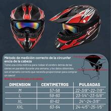 Casco de motocicleta para niños, incluye gafas, guantes, mascarilla y estampado de llamas rojas. - Rojo - Ver 2