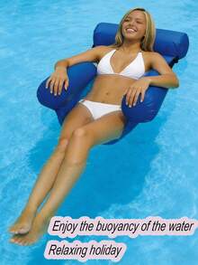 1件装漂浮泳池躺椅，成人充气泳池吊床椅，泳池漂浮床椅，蓝/橙/绿三色可选，漂浮泳池沙发，适合夏季泳池派对、海滩、湖边休闲放松 - 水上躺椅 - 查看 3