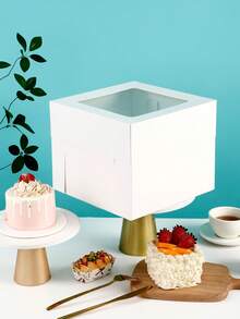 1pc/2pcs Large Cake Box, White Bread Box With Window, Cake Container With Lid, Suitable For Cake, Donut, Pie, Cookie, Wedding, Birthday, Party Cake Box - View 8