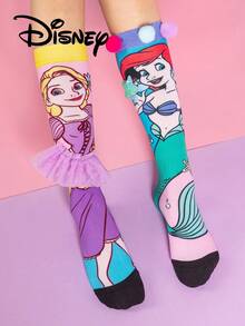 Cute 3D Disney Children's Mermaid Knee-High Stockings, A Fashionable Children's High Stocking Party, High-Quality Gifts, School Is Back In Session, Fun And Fashionable Disney Little Fans Disney Princess Calf Stockings - Multicolor - View 4