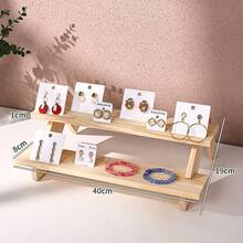 1pc Wooden Desktop Bracelet & Earring Holder, Doll & Jewelry Display Stand, Large Capacity Jewelry Organizer - Beige - View 11