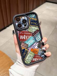 街头车牌图案竹制防摔手机壳，兼容苹果11/12/13/14/15/16/13 Pro Max/11/7 Pro Max/17 Air/4 Pro Max/16 Plus/16 Pro Max/17 Pro Max/17 Air - 黑色 - 查看 3