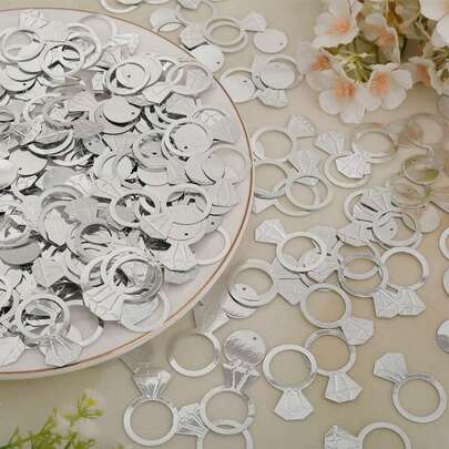 1 Set Silver Diamond Heart Confetti Wedding Party Decorations, Suitable For Bridal Shower, Wedding And Other Occasions