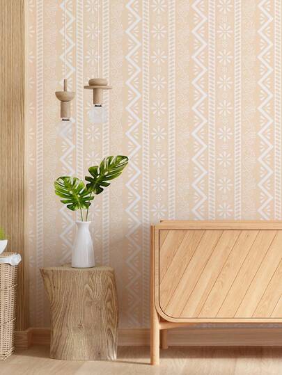 1 Roll 1m/3m/5m Retro Geometric Floral Bohemian Wallpaper, Removable And Self-Adhesive Contact Paper, Vinyl Wallpaper For DIY Home Decor, Room Background, Bedroom, Kitchen, Living Room, Bathroom, Cabinet, Furniture Renewal