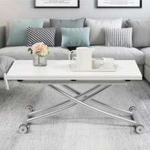 Extendable Lift Top Dining Table Coffee Table, 4 IN 1 Height Adjustable Multifunction Convertible Table For Living Room, Dining Room, White - White - View 8