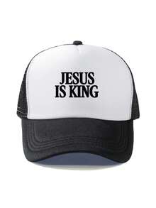 1pc Fashion Sponge Cap JESUS IS KING Letter Printing Adult Truck Driver Hat Baseball Hat Fishing Hat Funny Gift Hat For Men And Women Spring And Summer - Multicolor - View 12