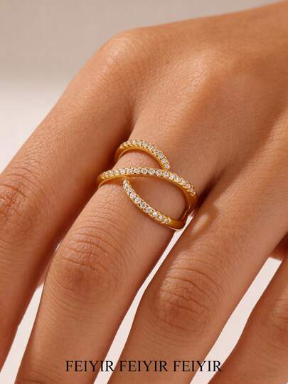 经典立方氧化锆18K镀金防褪色女士戒指，7号和8号，妈妈专属魅力戒指，婚礼纪念珠宝舞会配饰，2026年新款周年纪念和生日礼物