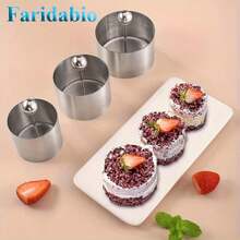 单件/三件装蛋糕模具，带推杆，不锈钢慕斯蛋糕圈，圆形饼干模具，饭团模具，适用于糕点、饼干、布丁等迷你烘焙模具，厨房用具，烘焙工具 - 彩色 - 查看 10