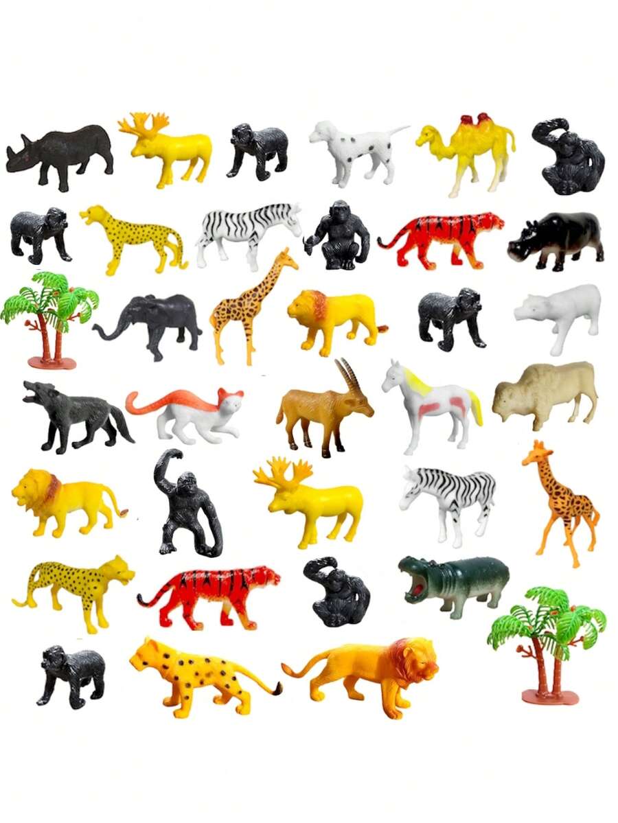 Premium Rigid Plastic Realistic Animal Kit 36 Animals - Multicolor - View 1