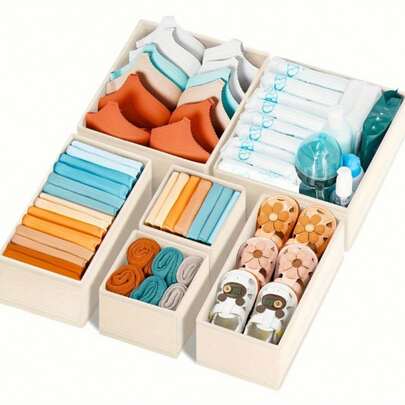 3 قطع مجموعة منظم الأدراج، صناديق تخزين قماشية قابلة للطي، قابلة للغسيل، مناسبة للمنضدة، الجوارب، الملابس الداخلية، الحمالات، الربطات، الأوشحة