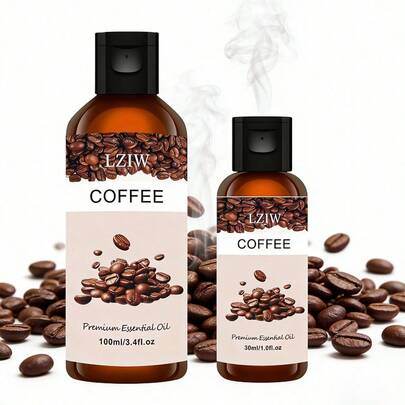 LZJV 100毫升/3.4盎司 + 30毫升/1.0盎司咖啡精油扩香套装，咖啡精油，按摩油，家居香氛扩香器，面部护理礼品