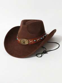 Suede Cowboy Hat With Bull Head Decoration Western Style Unisex For Parties Outdoor Riding And Western Theme Events - Xx Bull Head Sapphire Top Hat - View 8
