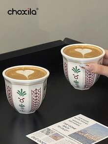 choxila 1 chiếc tách cà phê gốm sứ Trung Đông - Tách espresso và tách trà, lý tưởng cho phòng ngủ, phòng khách, tiệc trà chiều, cũng là một lựa chọn quà tặng tuyệt vời, phù hợp cho Ngày Quốc khánh Ả Rập Xê Út. - tách cà phê - Xem 5