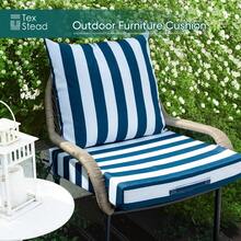 All-Season Outdoor Chair Cushion, Soft & Comfortable With High Elastic Filling, Non-Slip Design, Sun-Resistant & Fade-Resistant, Breathable & Not Stuffy, Machine Washable & Space-Saving, Multi-Scene Use, Cost-Effective For Home & Outdoor - Navy Blue Stripes - View 3