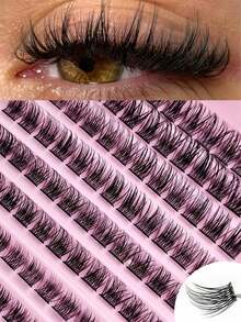 120pcs D Curl 12-16mm DIY Eyelash Extensions, Lightweight Soft Cluster False Eyelashes For Daily Wear, Natural Look Lash Clusters - C - View 2