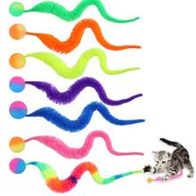 2pcs Magic Worm Cat Toys - Interactive Indoor Cat Game Balls, Durable Polyester Material Pet Toys, Random Color - Multicolor - View 2