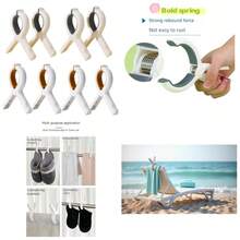 Heavy Duty Non-Slip Beach Towel Clips For Pool And Outdoor Use Reusable Plastic Clamps With TPR Padding Anti-Rust Weatherproof Laundry Clips For Towels Blankets And Clothes Blue And Khaki 8 Pack - 1 - View 1