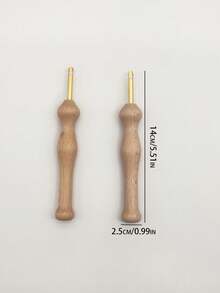 Punch Needle, Thick Bamboo Handle Punch Needle, Tufting Punch Needle, Gold Threader - Wooden Handle Stinger - View 5