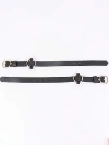 【2026新款】1双时尚金属圈脚链 | PU皮革脚饰 | 服饰配饰 - 黑色 - 查看 7