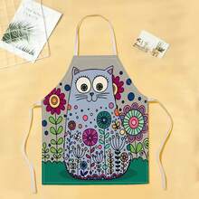1pc Floral & Cat Pattern Apron, Creative Funny Fashionable Printed Apron, Home Cleaning Apron, Easy Clean Kitchen Cooking Apron, Creative Home Apron - Multicolor - View 17