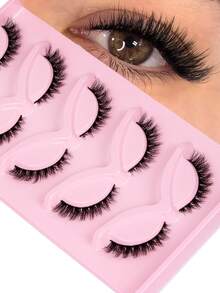 5 Pairs Wispy Natural Look Eyelashes, Faux Mink Lashes, Cat Eye Natural Eyelash Extensions Makeup Tool, Lashes, Eyelashes, Fake Lashes - Black - View 1