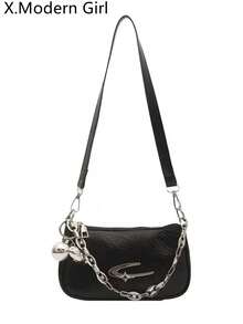 2026新款时尚多功能斜挎包、腋下包、小方包、银色小手提包 - 黑色 - 查看 1