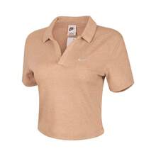 Nike AS W NSW ESSNTL 女士短袖 Polo 衫，针织 Polo 衫 - 棕色 - 查看 2