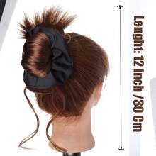 12英寸合成发髻发片，低发髻假发夹式花朵发髻造型工具，自然蓬松低发髻假发 - Dark Brown - 查看 3