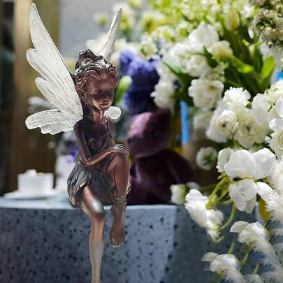 1pc Resin Fairy Statue - Outdoor Garden Fairy Craft Decor - Scenery Decoration, Holiday Decoration, Room Decoration, Home Decor, Office Decor, Theme Party Decor, Halloween Decoration