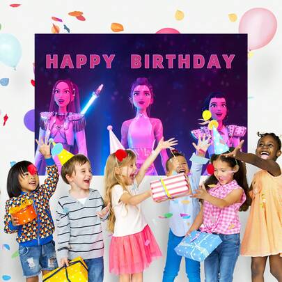 1 pezzo Panno decorativo autorizzato per tema musicale di gruppo femminile K-pop (210*150/150*100/100*75CM), adatto per decorazione di feste a tema K-pop, sfondo fotografico per studio