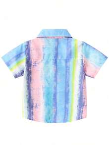 Boys' Casual Lapel Shirt Children's Top Short Sleeve Children's Clothing Comfortable Breathable - Azul - Ver 2