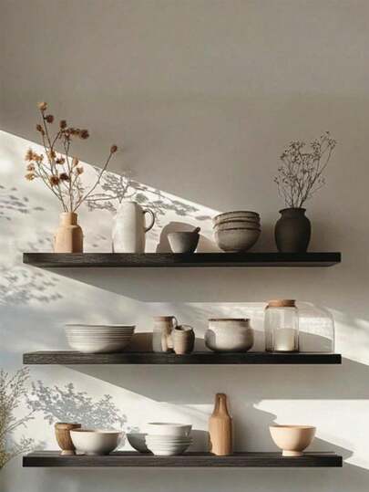 1 pieza Estantería flotante, estantes de madera rústica montados en la pared para baño, dormitorio, sala de estar, cocina, pequeña estantería colgante para libros/almacenamiento/decoración de la habitación con capacidad de 10 kg