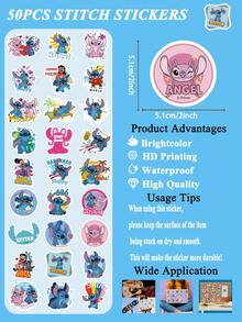 Disney 50张迪士尼史迪奇贴纸 派对礼品 史迪奇卡通贴纸 防水乙烯基贴纸 - 藍色 - 查看 2