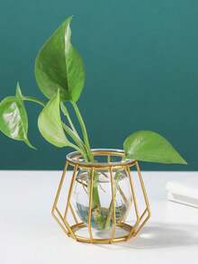 带铁架的斯堪的纳维亚玻璃花盆花盆架，水培玻璃容器，家庭装饰用绿色植物和花卉节日装饰礼物生日毕业 - 彩色 - 查看 9