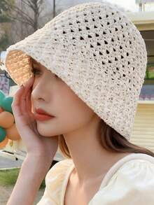 Sombrero de sol calado de primavera y verano, sombrero de cubo de estilo bohemio y sombrero de punto de ala ancha transpirable. Protección UV, moda multifuncional, puede hacer que el rostro se vea talla grande pequeño. Adecuado para compras, salidas, viajes de vacaciones, viajes al trabajo, picnics, playas, campamentos de verano y reuniones. Muy adecuado para vacaciones, cumpleaños, regalos de damas de honor, San Valentín, regalos y recuerdos del Ramadán y el Eid. Estilos de pareja disponibles. (Múltiples colores disponibles) - Multicolor - Ver 9