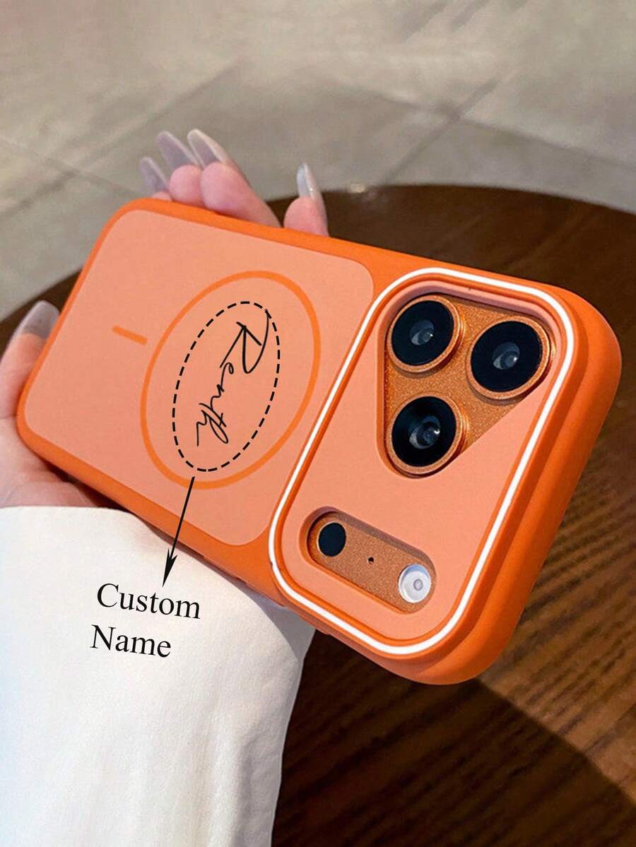 Personalized DIY Name Luxury Matte Magnetic Wireless Charge Phone Case Compatible With IPhone 17ProMax 17Pro 17 16Promax 13 14 15 Pro Max Protection Shockproof Bumper Anti-Fall Back Cover