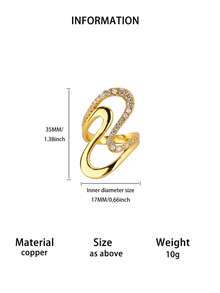 Size 7 & 8 Women's Retro Wave 8-Shaped Cubic Zirconia Ring, 18K Gold Plated Anti-Fading Charming Ring, Wedding Anniversary Birthday Gift, 2026 New Arrival - Multicolor - View 8