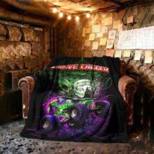 1PC 3D Monster Jam Monster Truck Cartoon Blanket, Edgy Gift For Motorsports Fans, Themed Man Cave Decor, Retro Sci-Fi Party Accent & Race Day Souvenir,Soft Throw Blanket For Home Bedroom Bed Sofa Picnic Travel Office Cover Blanket, Multiple Sizes 50x60 To 60x80 Inches - Nhiều màu 29 - Xem 2