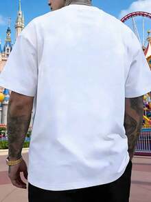 Disney 2026 Limited Edition Mickey Mouse Wink Pattern Short-Sleeve T-Shirt, Men's Summer Crew Neck T-Shirt, Youthful Cartoon Men's T-Shirt, Suitable For Everyday Outings, Commuting, And Parties Men Clothes. - White - View 2