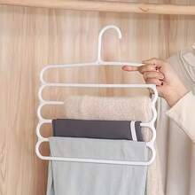 5Pcs Multi Layers Pants Hanger Space-Saving Pants Organizer Closet Trousers Scarves Storage Rack(White:31cm X 30.5cm) - 白色 - 查看 10