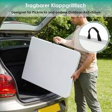 Folding Garden Table 180x75cm, Buffet Table, Camping Table With Carrying Handle, Folding Table For 10 People, Weatherproof Party Table For Garden, Patio, Balcony, BBQ, Up To 150kg - 白色的 - 查看 5